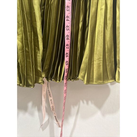 NWD IEENA Mac Duggal [ 12 ] Long Sleeve High Neck Heat Pleated Dress Olive Green - Picture 8 of 16